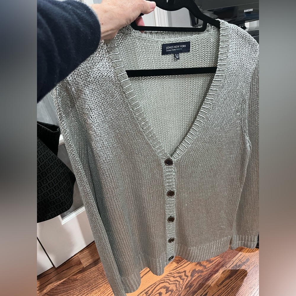 Jones New York Silver Metallic ladies  Sweater